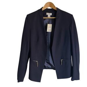 NEW Carmen Marc Valvo Navy Blue Blazer Modern Tailored Design Size 8 preppy